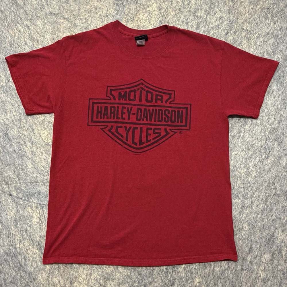 Harley Davidson T Shirt Mens Large Red Black Wolf Bristol VA 2019 Biker Tee